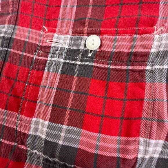 Polo Ralph Lauren Loop Collar Flannel Shirt Men M Red Plaid Long Sleeve Designer - Picture 4 of 12